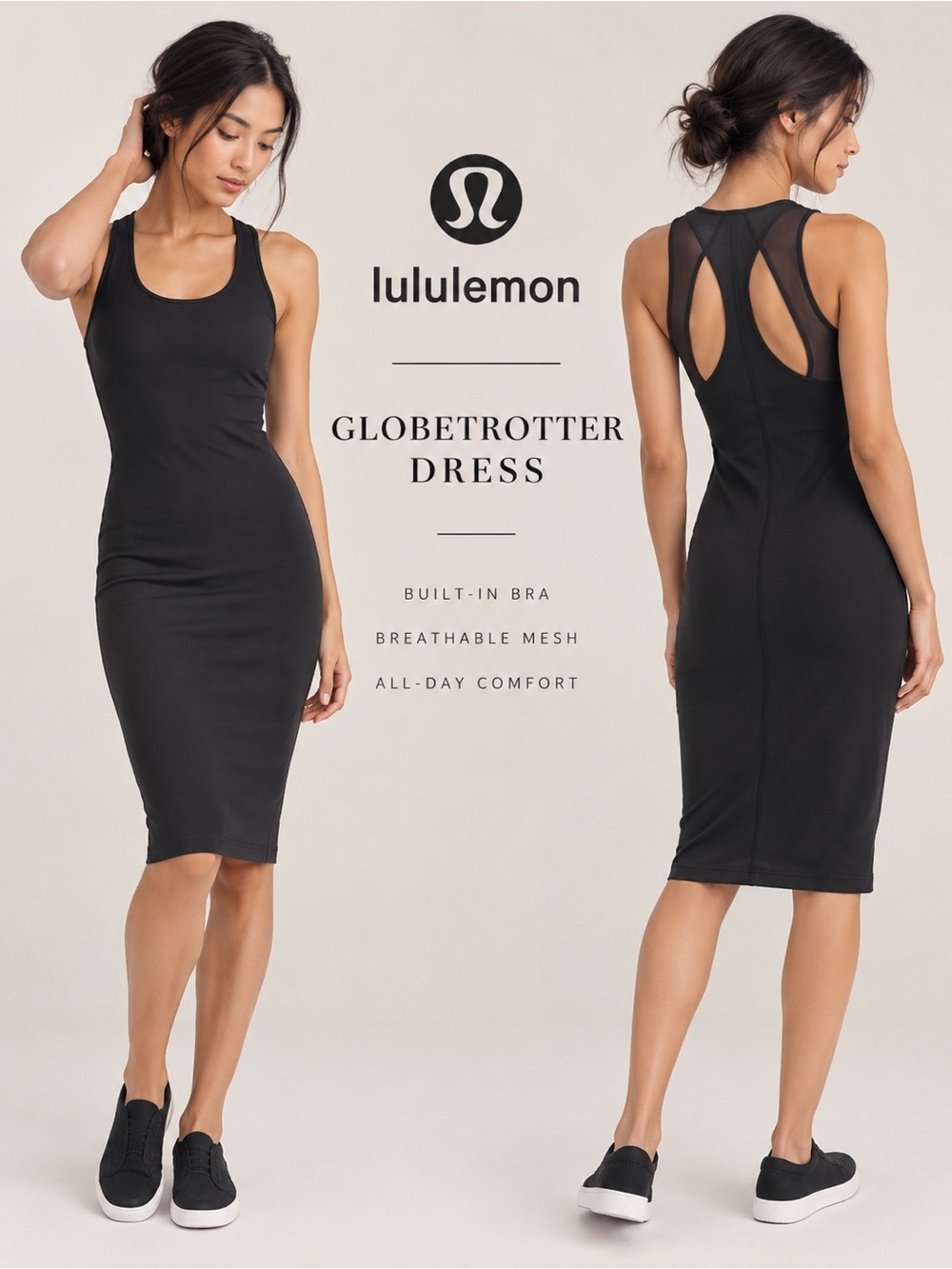 Lululemon Globetrotter Dress Black Mesh Cutout Racerback Size 4